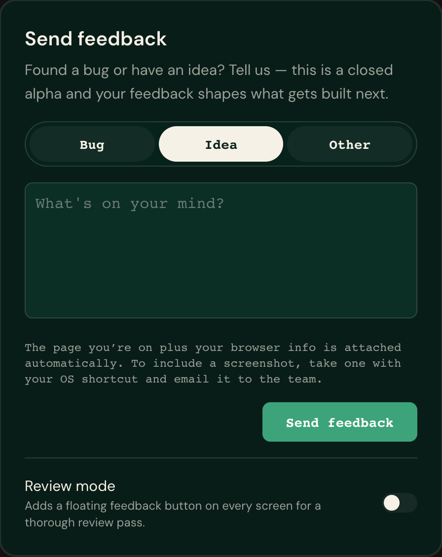 Feedback modal replica desktop