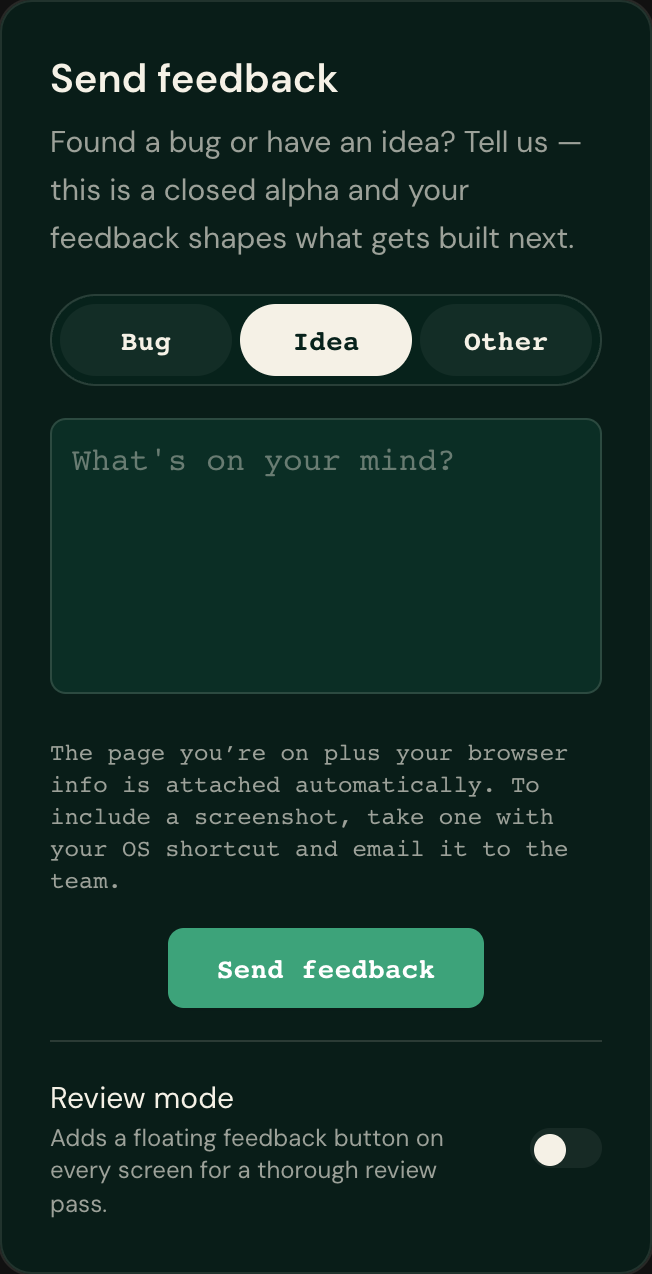 Feedback modal replica mobile